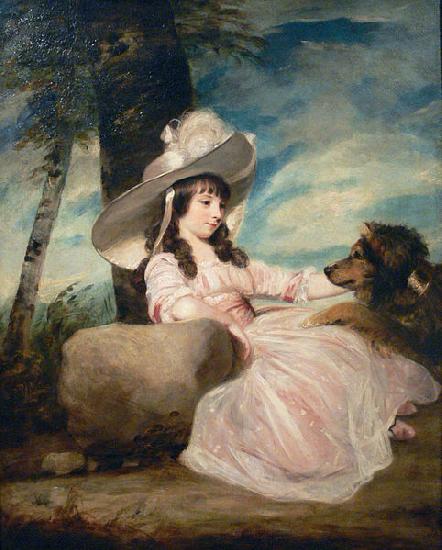 Sir Joshua Reynolds Portrait of Miss Anna Ward with Her Dog oil painting image